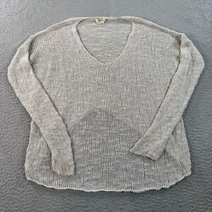 Helmut Lang Sweater Women's Small Gray Silk Crochet Italian Yarn Tunic Pullover